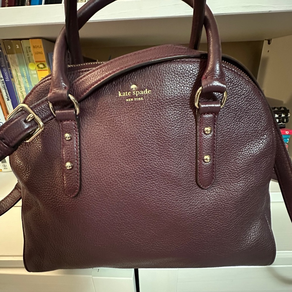 kate spade Plum Leather Dome Satchel with Gold Hardware